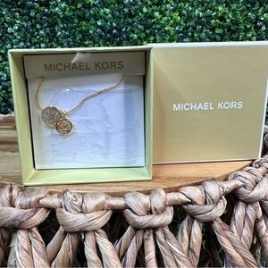 Michael kors pendent gold tone necklace new in box